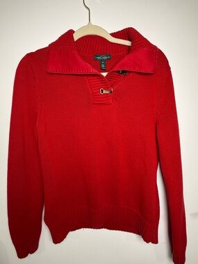 Lauren Ralph Lauren Bright Red Toggle Collar Turtleneck Sweater